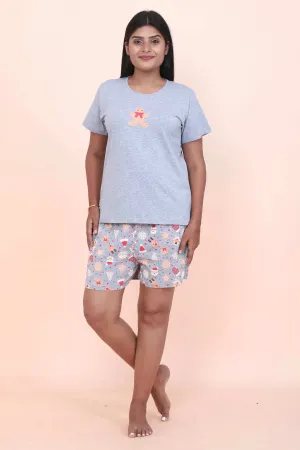 Velure Playful Gingerbread Print Shorts Set