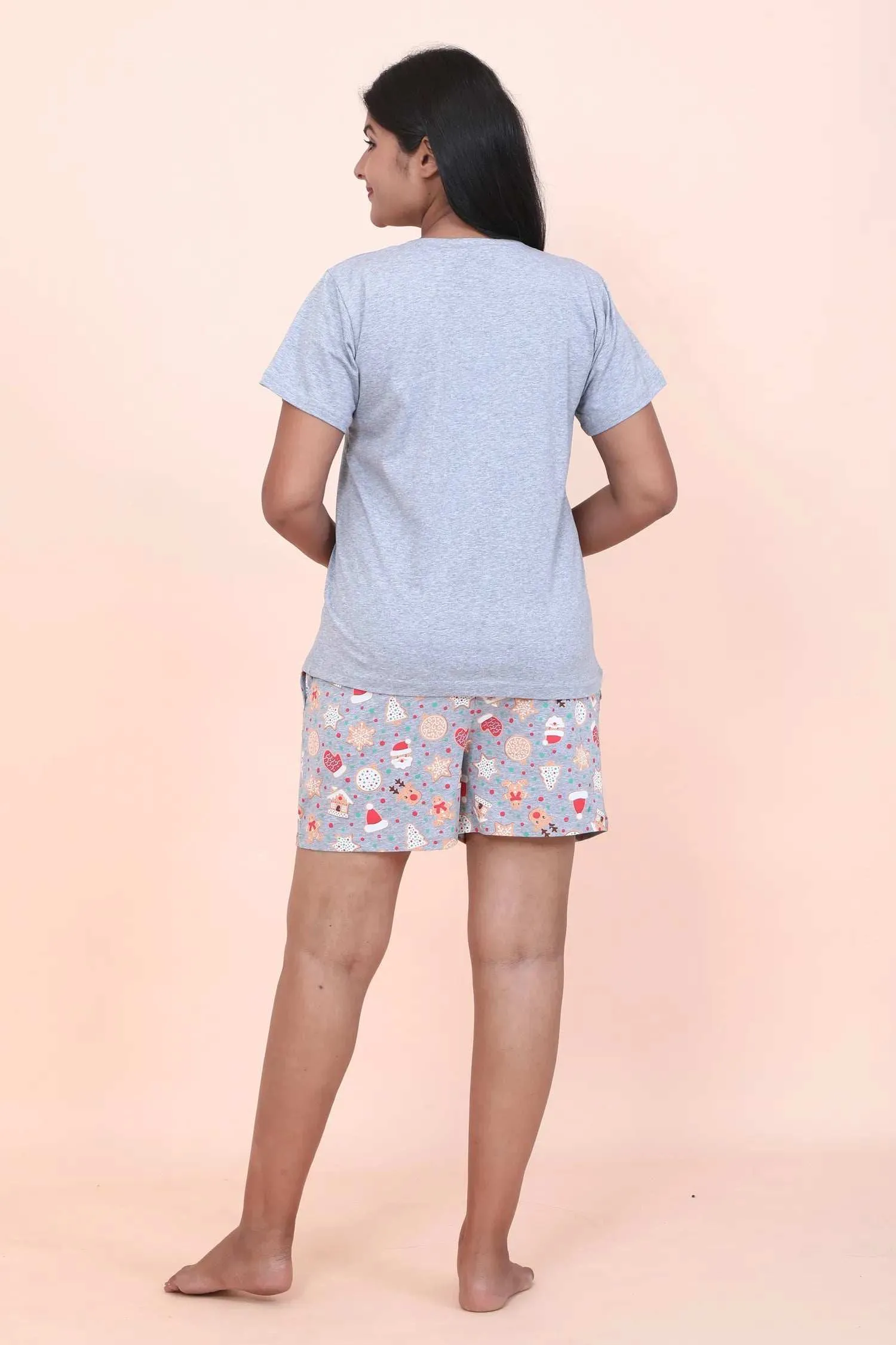 Velure Playful Gingerbread Print Shorts Set