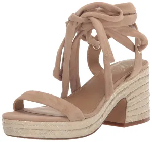 Vince Camuto Women's Roreka Lace Up Espadrille Sandal Wedge, Tortilla, 7
