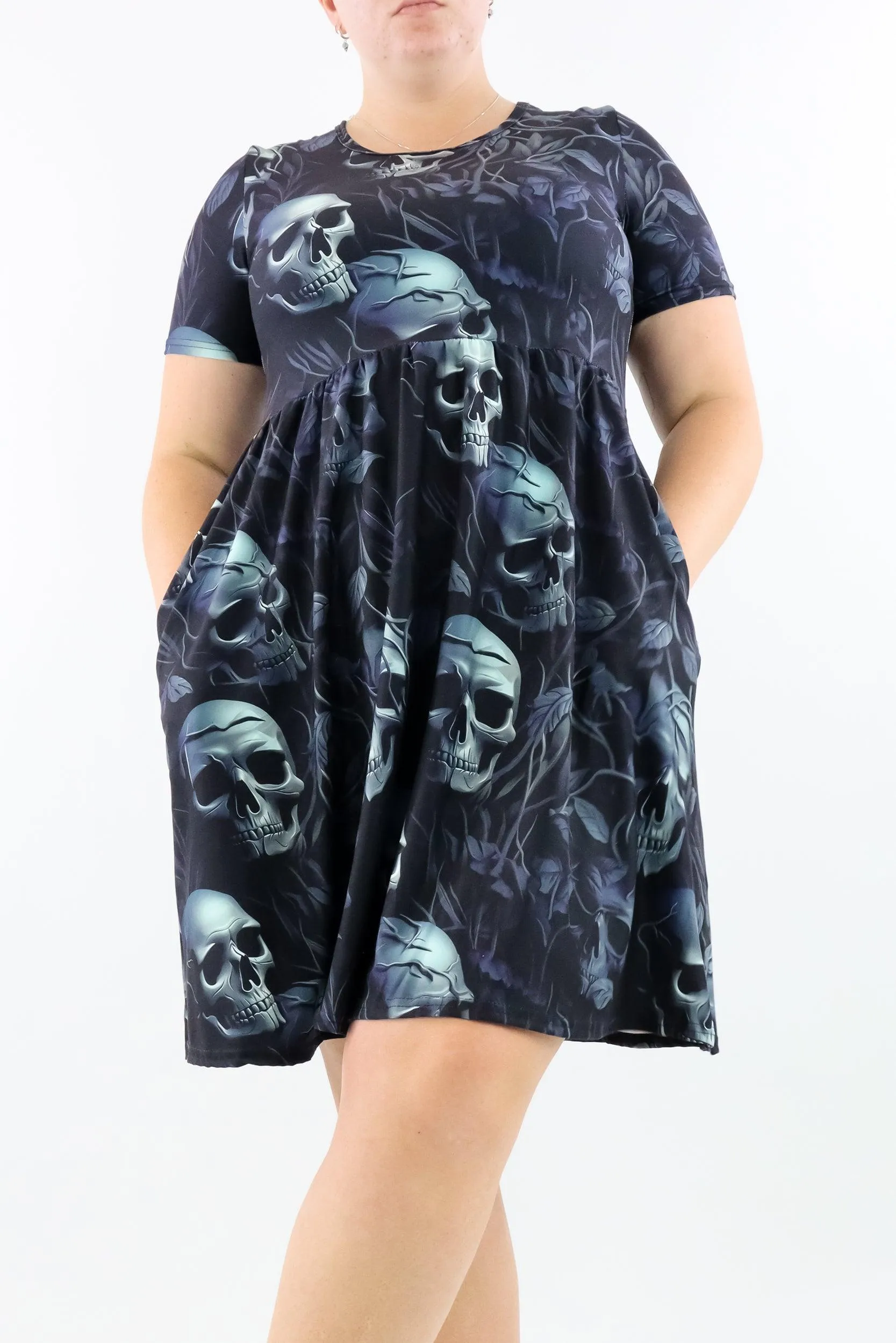 Vines of the Dead - Short Sleeve Skater Dress - Knee Length - Side Pockets