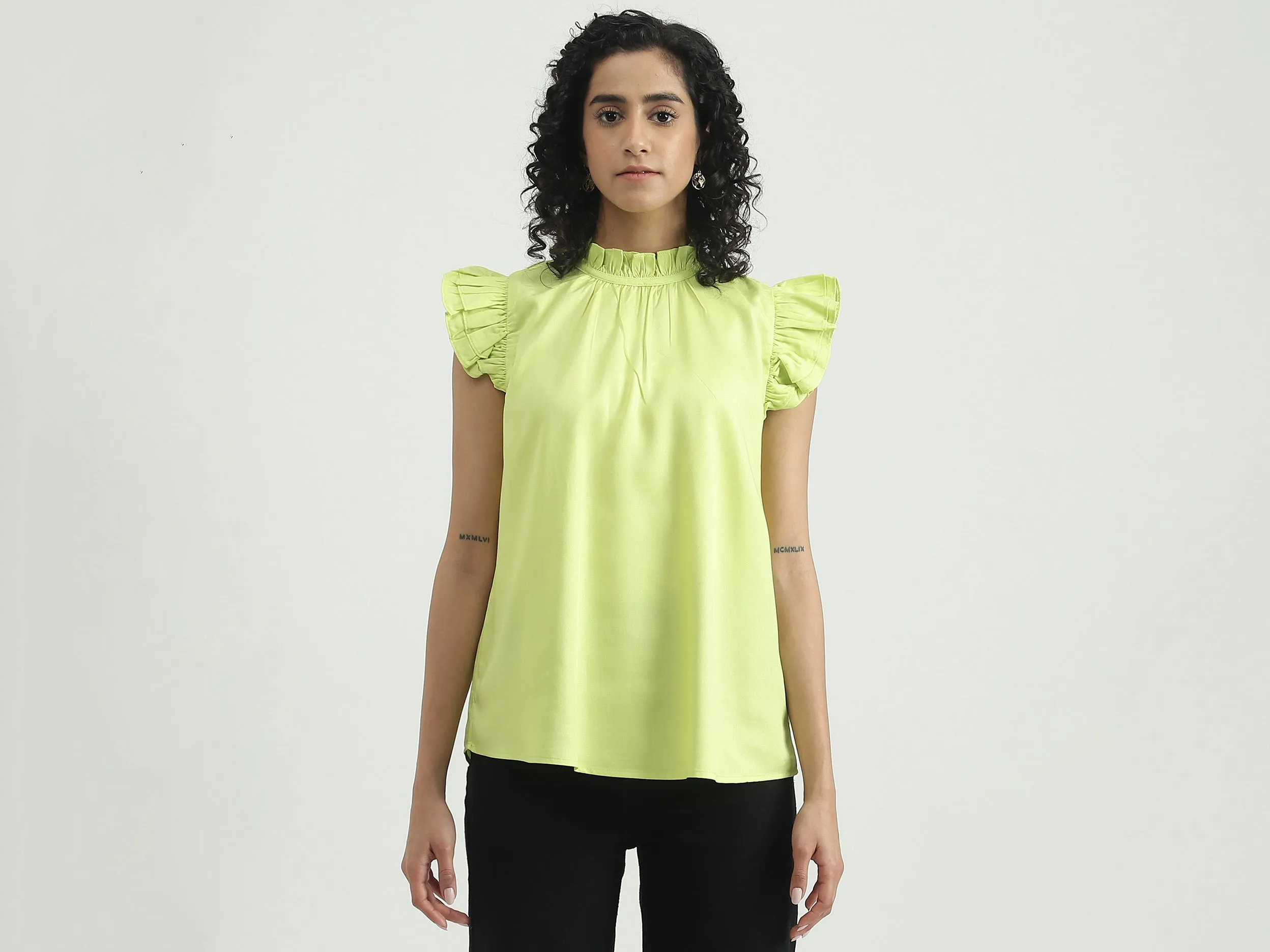 Viscose Solid Round Neck Women Tops