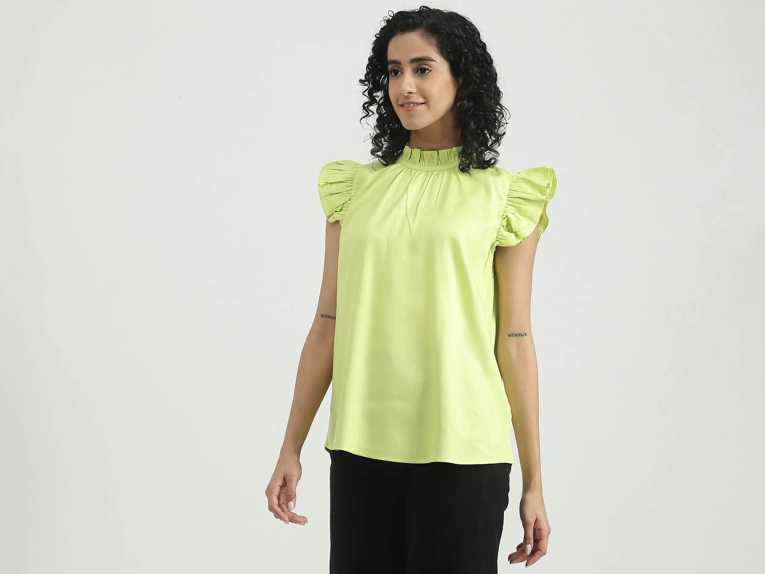Viscose Solid Round Neck Women Tops
