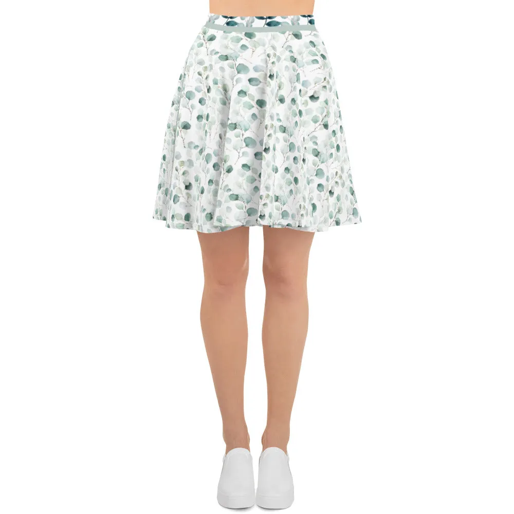 Watercolor Leaves - Skater Skirt