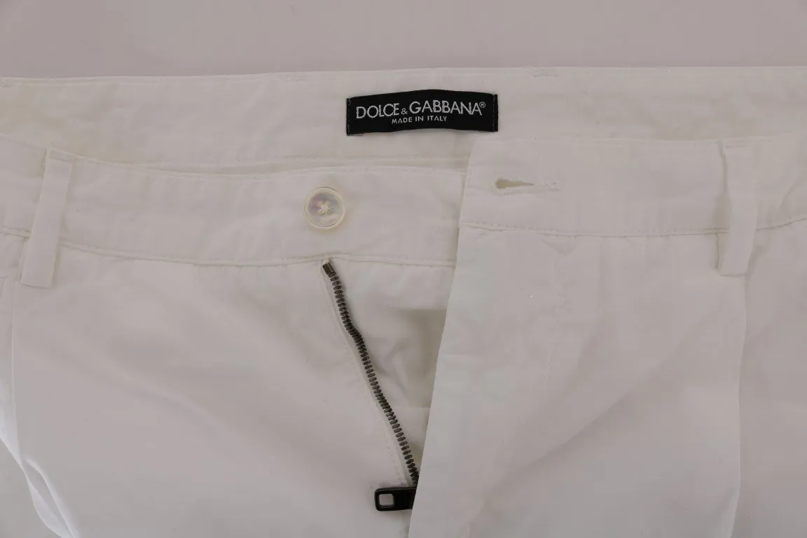 White Cotton Knee Length Shorts