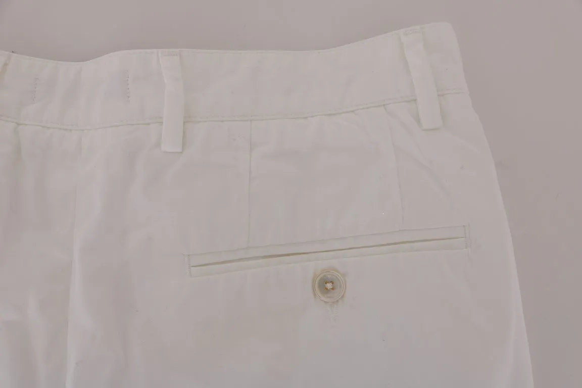 White Cotton Knee Length Shorts