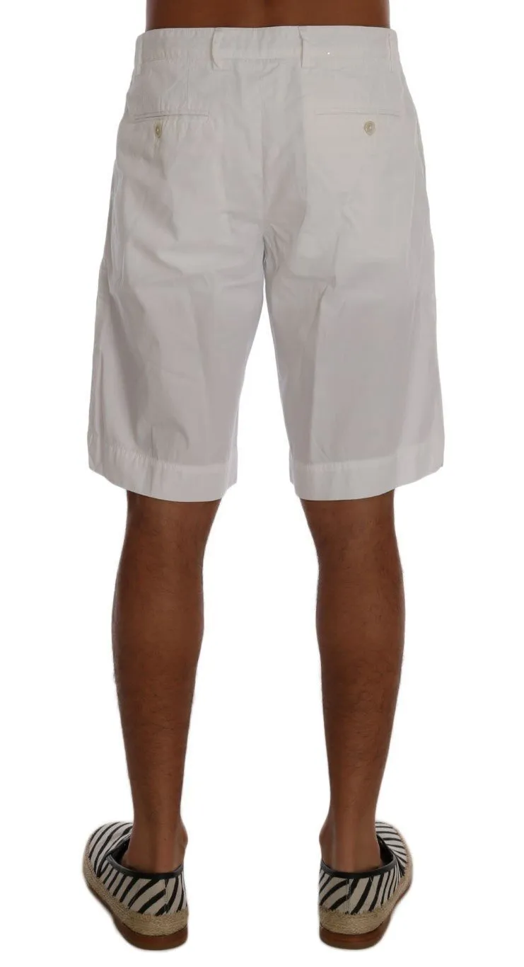 White Cotton Knee Length Shorts