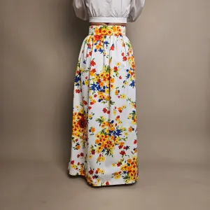 White Floral Skirt