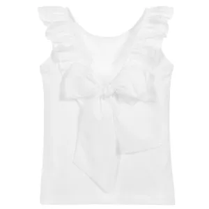 White Ruffle Bow Vest
