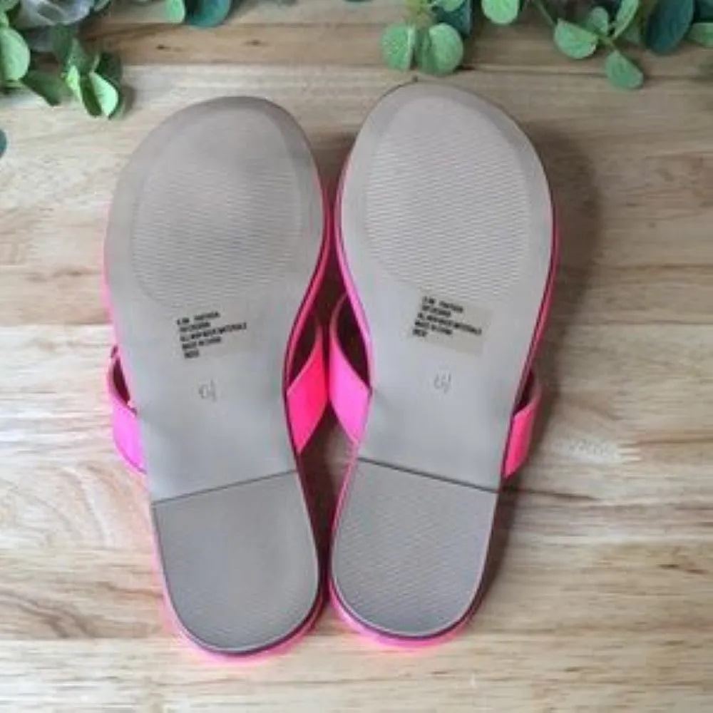 Wild Pair  Fantasia Patent Embellished Flat Sandals Pink 6.5 Medium (B M)