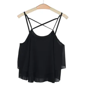 Women HOT Beach Short Vest Ruffle Chiffon Tank Tops