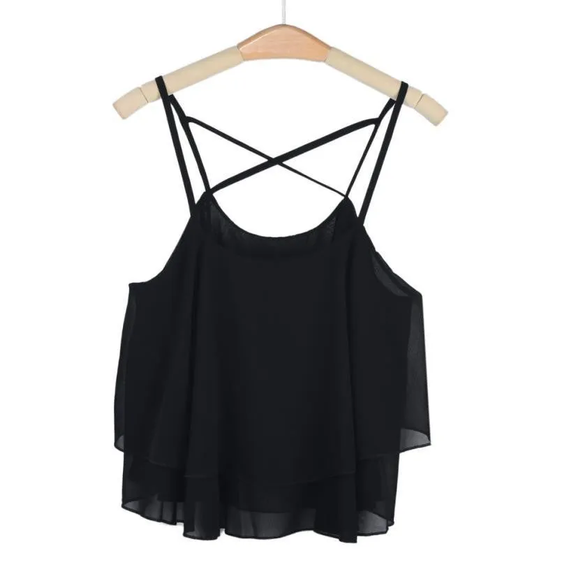 Women HOT Beach Short Vest Ruffle Chiffon Tank Tops