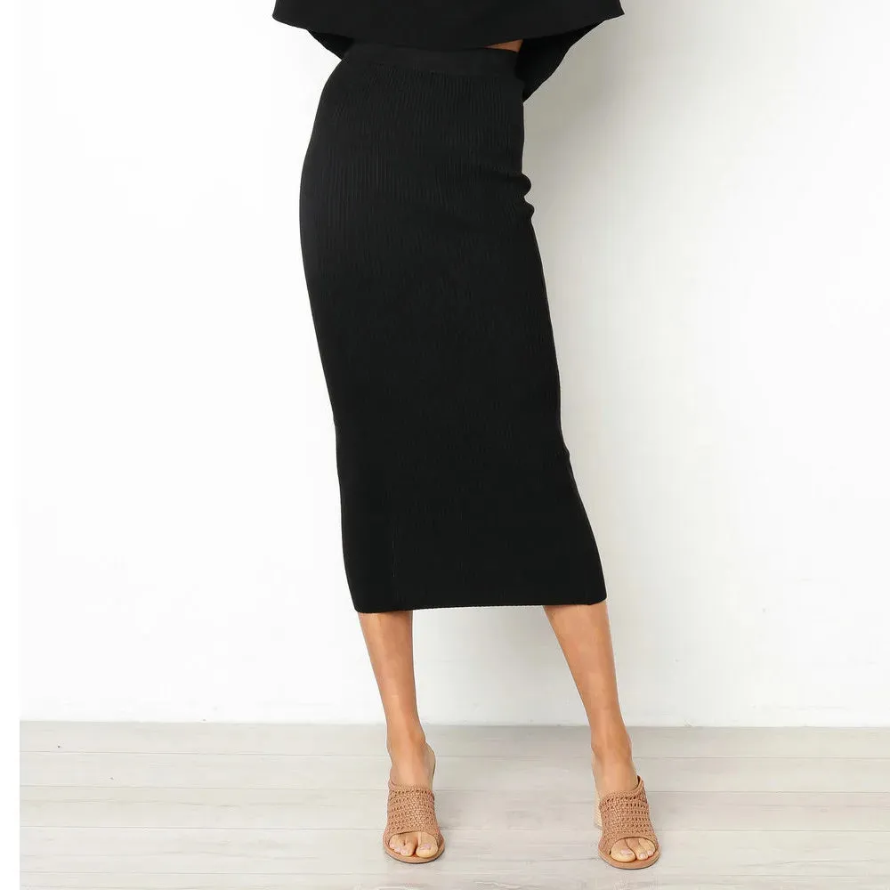 Women Skirt 2024 Trend New Woolen Split High Waist Dress Plus Size Y2k Long Pencil Skirt On Offer Elegant Youth Girl Black Skirt