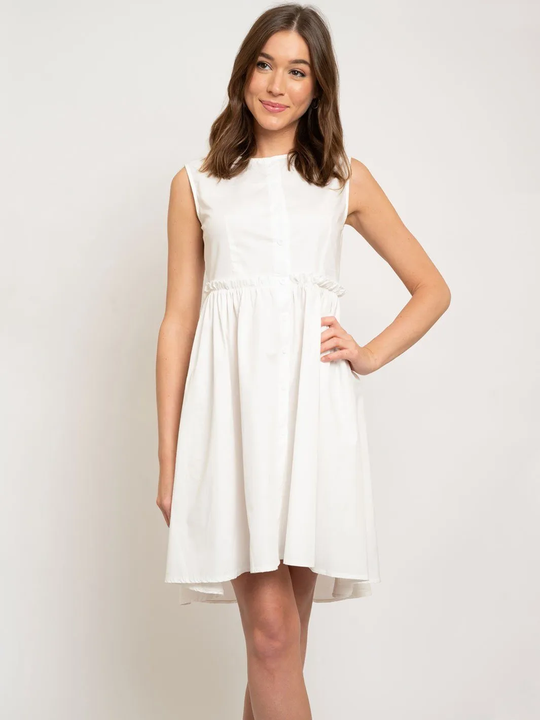 WOMEN'S BUTTON DOWN SHORT RUFFLE DRESS