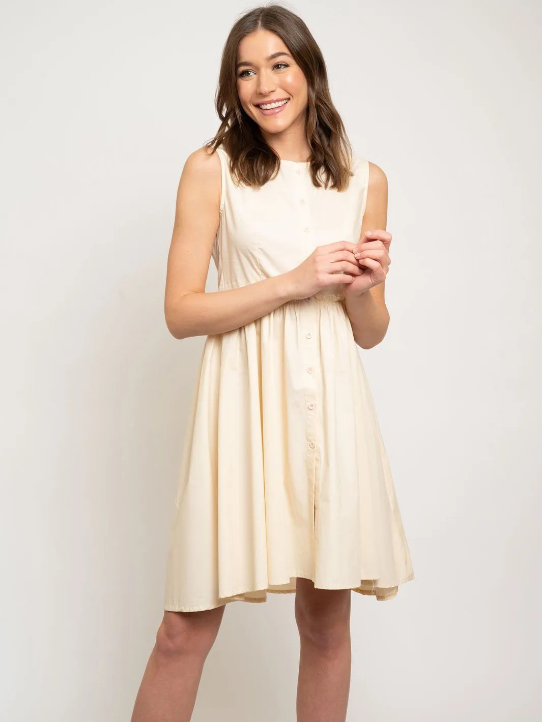 WOMEN'S BUTTON DOWN SHORT RUFFLE DRESS