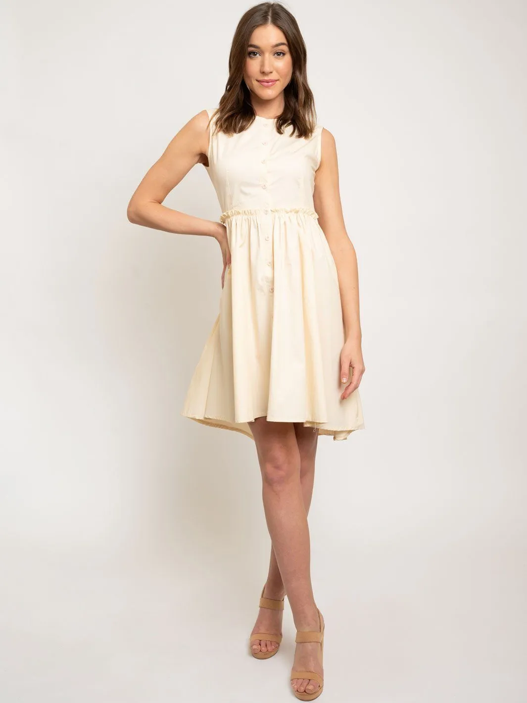 WOMEN'S BUTTON DOWN SHORT RUFFLE DRESS