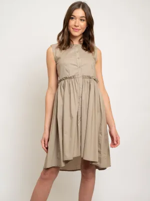 WOMEN'S BUTTON DOWN SHORT RUFFLE DRESS