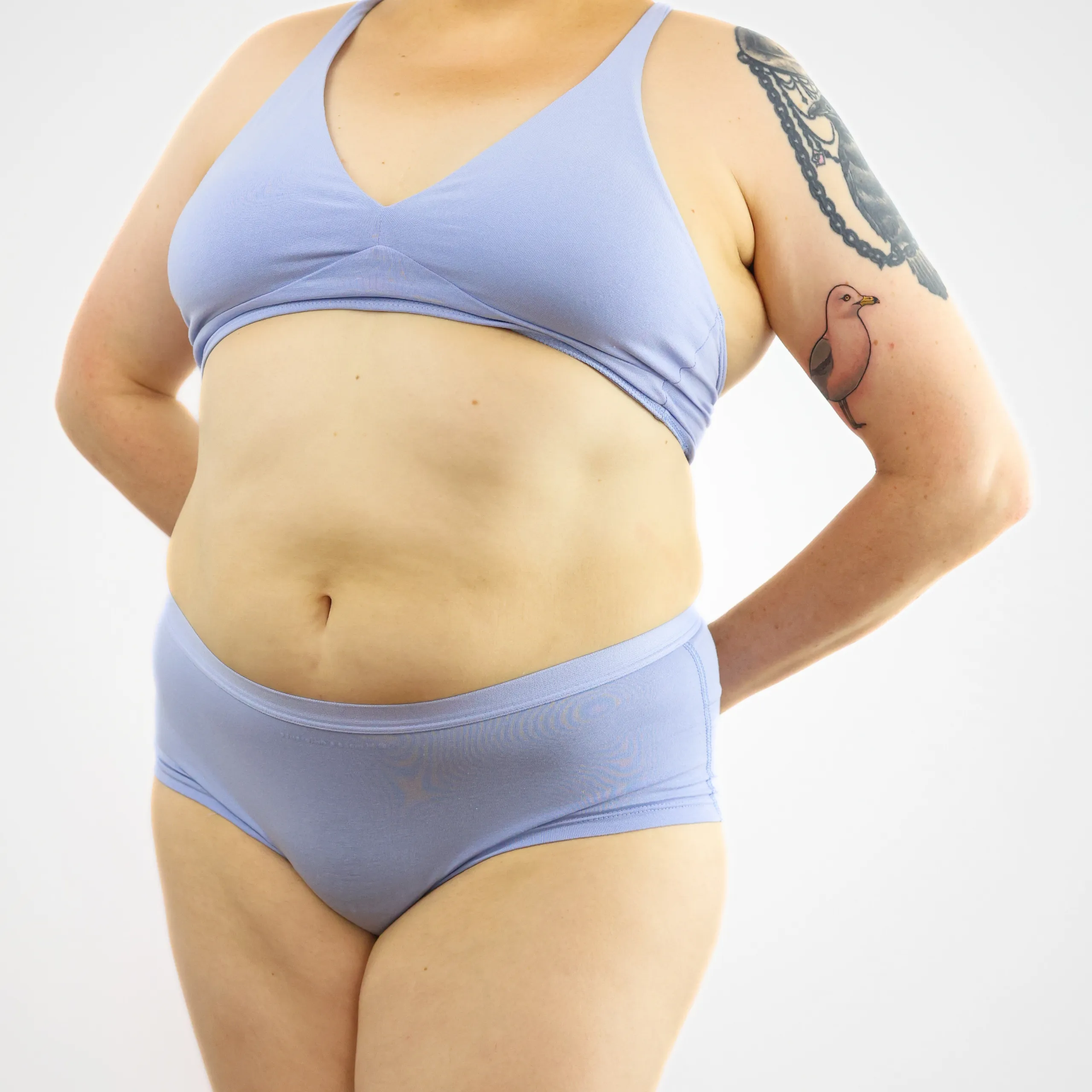 Women's organic cotton boy shorts in light blue
