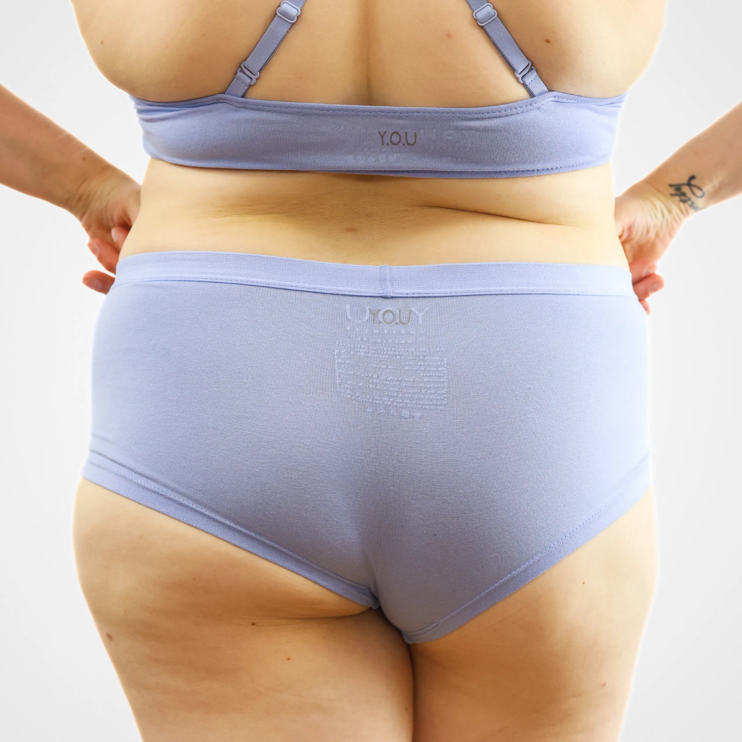 Women's organic cotton boy shorts in light blue
