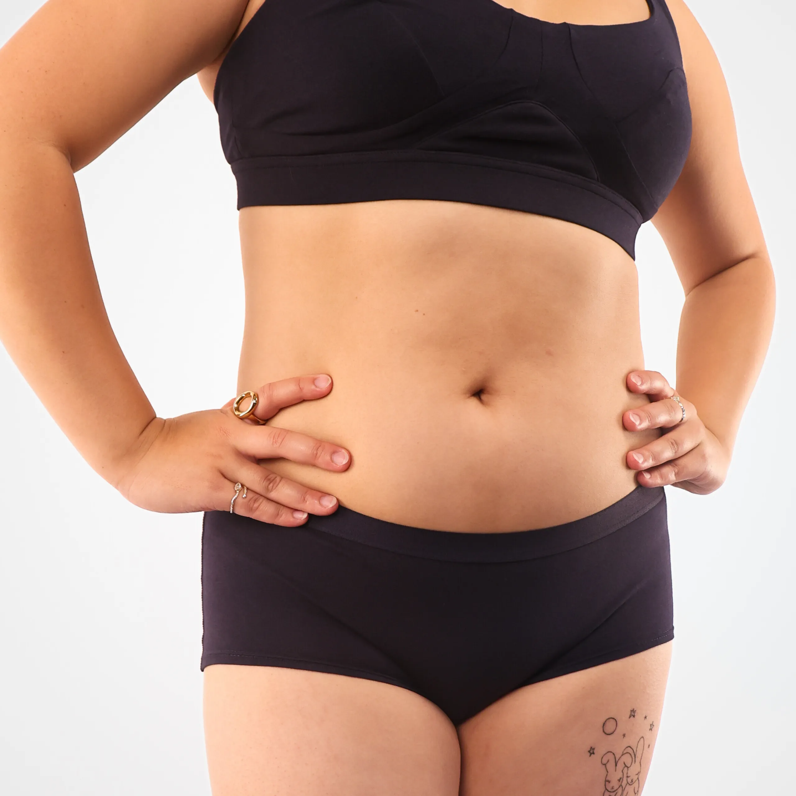 Women's organic cotton boy shorts in navy blue