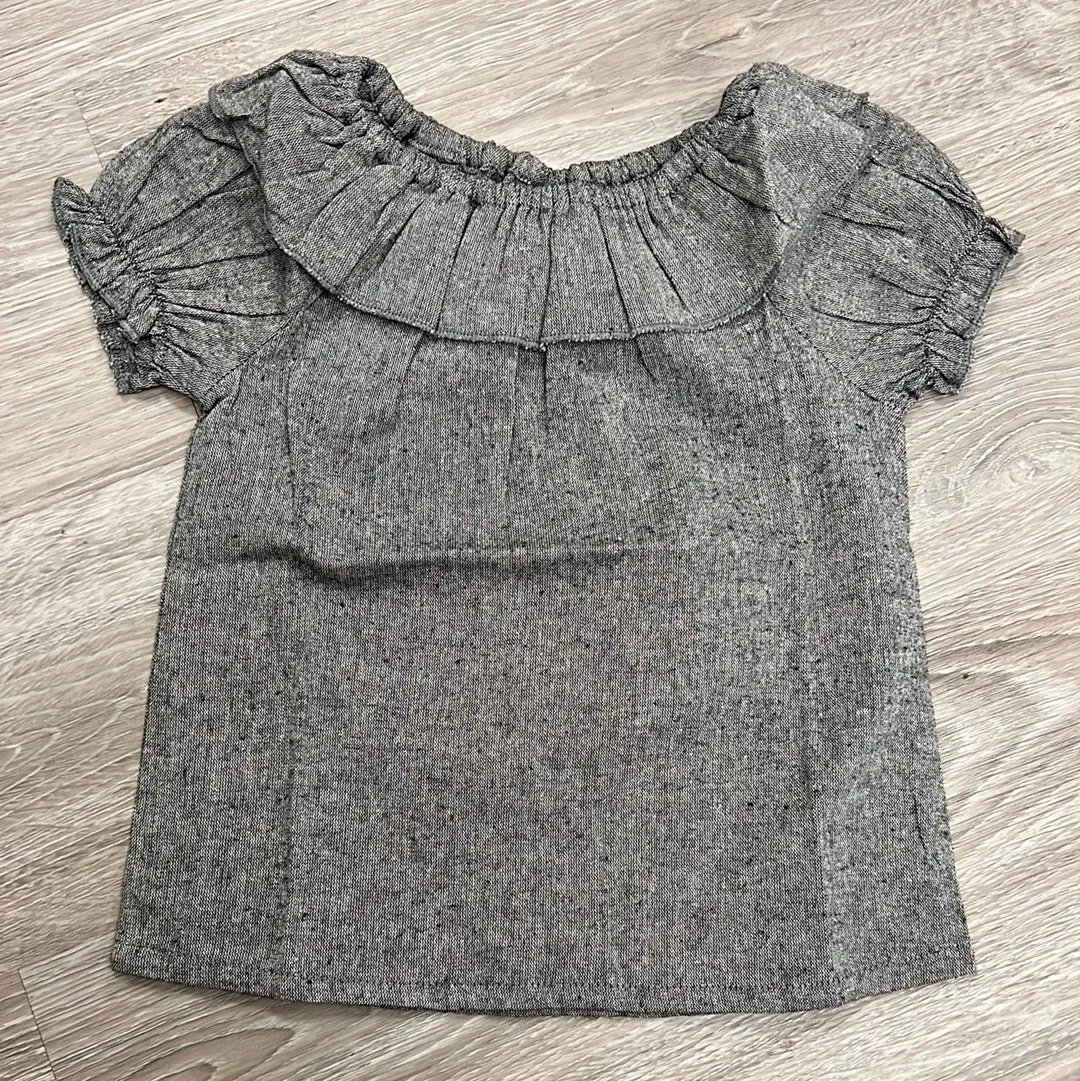 Yo Baby Black Woven Ruffle Neck Baby Top