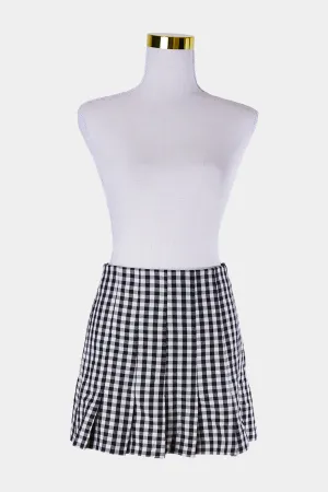 ZARA Black and White Check Skater Skirt